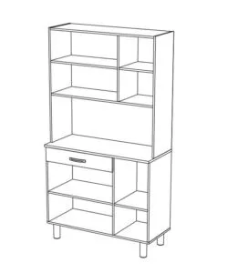 MOBILE BUFFET CON 6 ANTE E 1 CASSETTO BIANCO E ACACIA, 101x42,3x185,3 CM